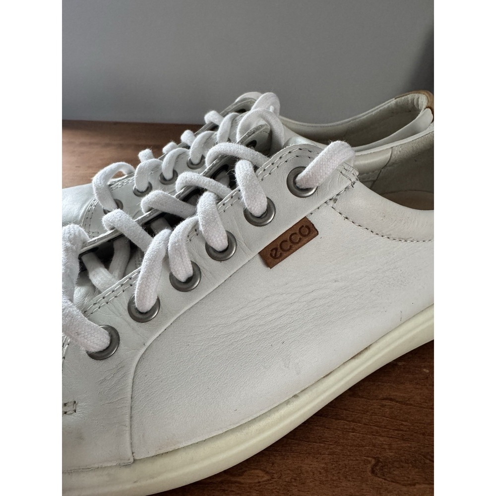 ECCO Soft 7 Women's White Leather Lace Up Sneakers Shoes EU 40 US 9-9.5
